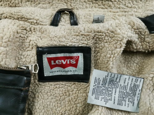 HOT Men LEVI'S BOMBER UTILITY 6 Pck Polyvinyl LEATHER SHERPA BROWN COAT Jacket L - Picture 11 of 12