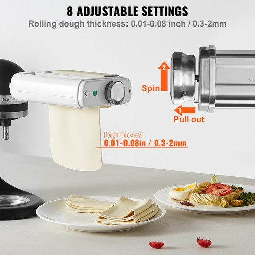 3-IN-1 Pasta Attachment Maker for KitchenAid Stand Mixer Pasta Roller Cutter Set - Picture 3 of 12