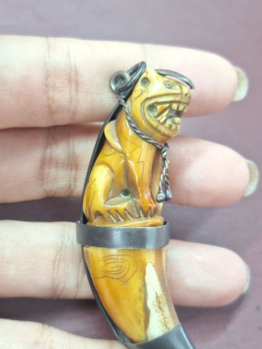 Antique Amulet Thai Tiger Blessed Amulet Old Amulet Power Charm Silver Pendant - Picture 4 of 7