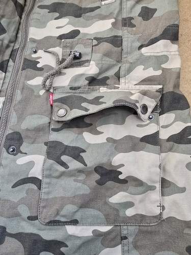 Levi’s Camo Utility Adjustable Hood Drawstring Waist Jacket Coat Women Medium 12 - Picture 3 of 13