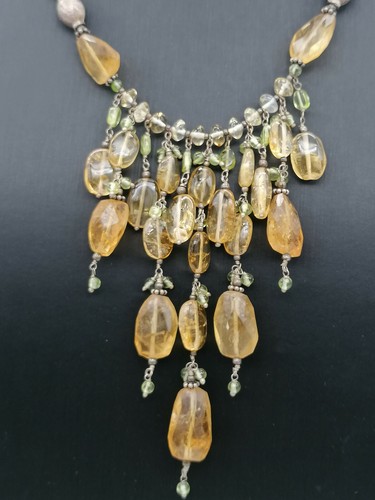 Collar Mujer Gargantilla Cuarzo Citrino Amarillo Y Peridoto Verde Made En Italia - Imagen 6 de 12