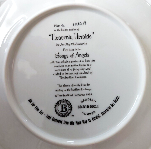 Christmas Russian White Lacquer Porcelain Plate "Heavenly Heralds" 1994 - Picture 3 of 10