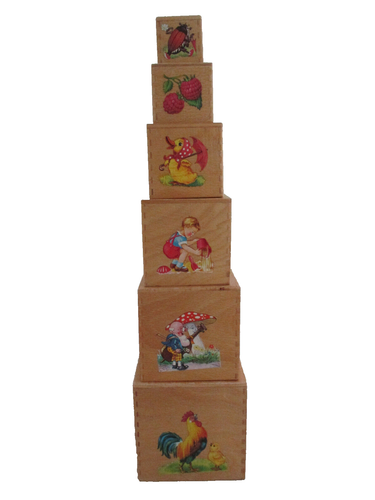 Vintage 6er Set Hermann Eichhorn Holz Stapelblöcke ~ Kinderspielzeug (2) - Bild 3 von 5