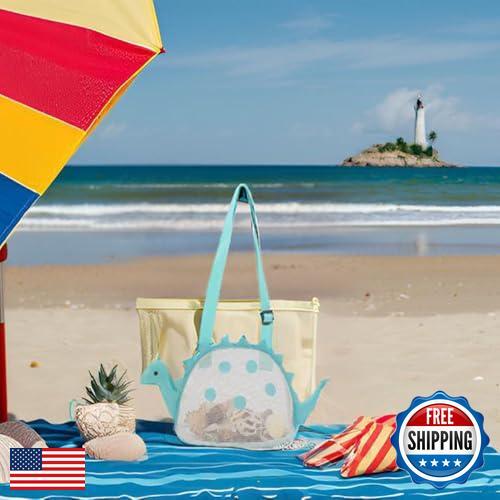 Auony Beach Toy Mesh Beach Bag Kids Shell Bag Dinosaur Beach Sand Toy Totes f - Picture 3 of 5