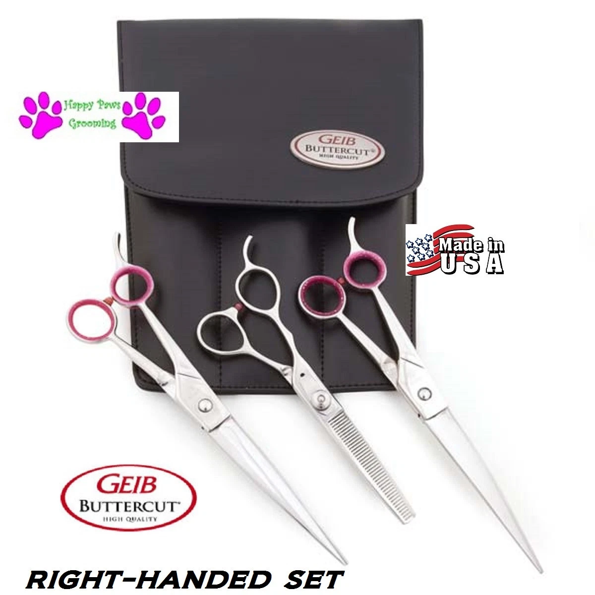 Geib GATOR Buttercut SHEAR Scissor SET BLENDING,8.5"STRAIGHT&CURVED Pet Grooming