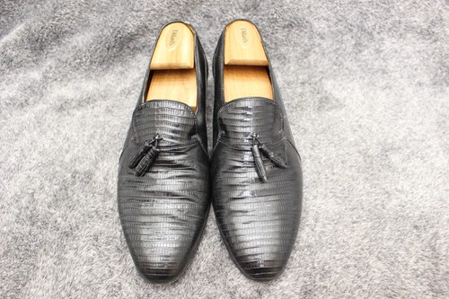 Stacy Adams mens size 10.5 black reptile lizzard skin tassel loafter dress shoe - Picture 13 of 24