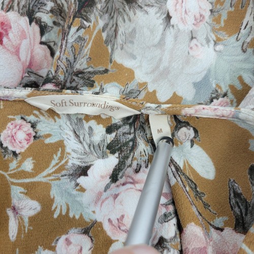 Blusa para mujer Soft Surroundings talla mediana boho floral lazo dobladillo abotonado  - Imagen 2 de 11