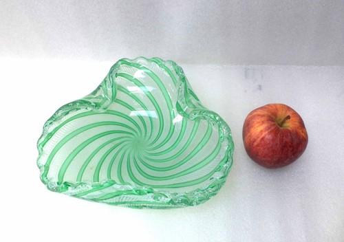 LARGE MURANO VENETIAN DINO MARTENS FRATELLI TOSO LATTICINO GLASS BOWL VASE - Picture 7 of 7