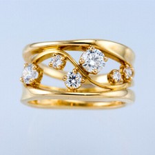Elegant 18k Yellow Gold Plated Rings Women Cubic Zirconia Jewelry Size 6-10