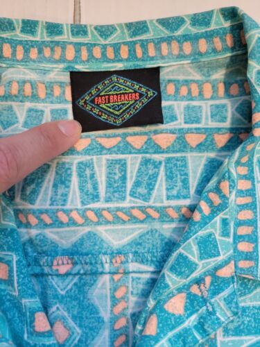 VTG Fast Breakers Button-up Short Sleeve shirt - Adult Mens Large - Made in USA - Picture 3 of 7