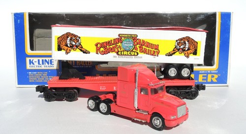 K-Line Ringling Bros 1/48 Zirkuszug Flachwagen mit Sattelzug - günstig verkauft!