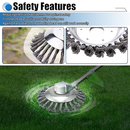 8"Garden Lawn Trimming Wire Wheel Brush Cutter Lawn Mower Head Accessory Kit - Picture 9 of 18