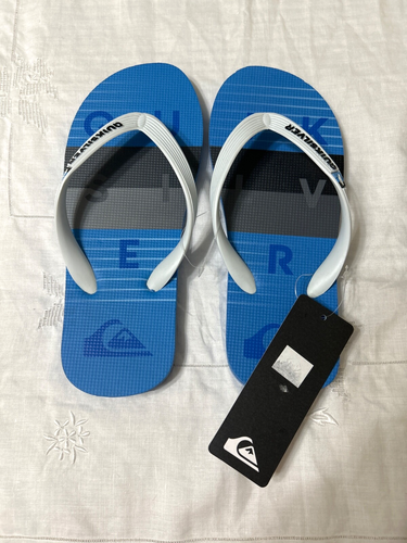 NEW QUIKSILVER FLIP FLOPS Youth Size 4 Molokai Blue Red FREE SHIP Boys Sandals - Picture 3 of 14