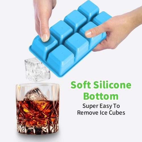 Large Ice Cube Molds 2 Pack, Silicone Ice Cube Tray for Freezer with Lid, 8 Gia - Picture 2 of 7