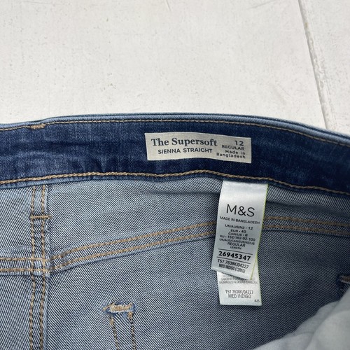 Marks & Spencer The Super Soft Sienna High Rise Straight Jeans Womens Size 8 - Picture 3 of 7
