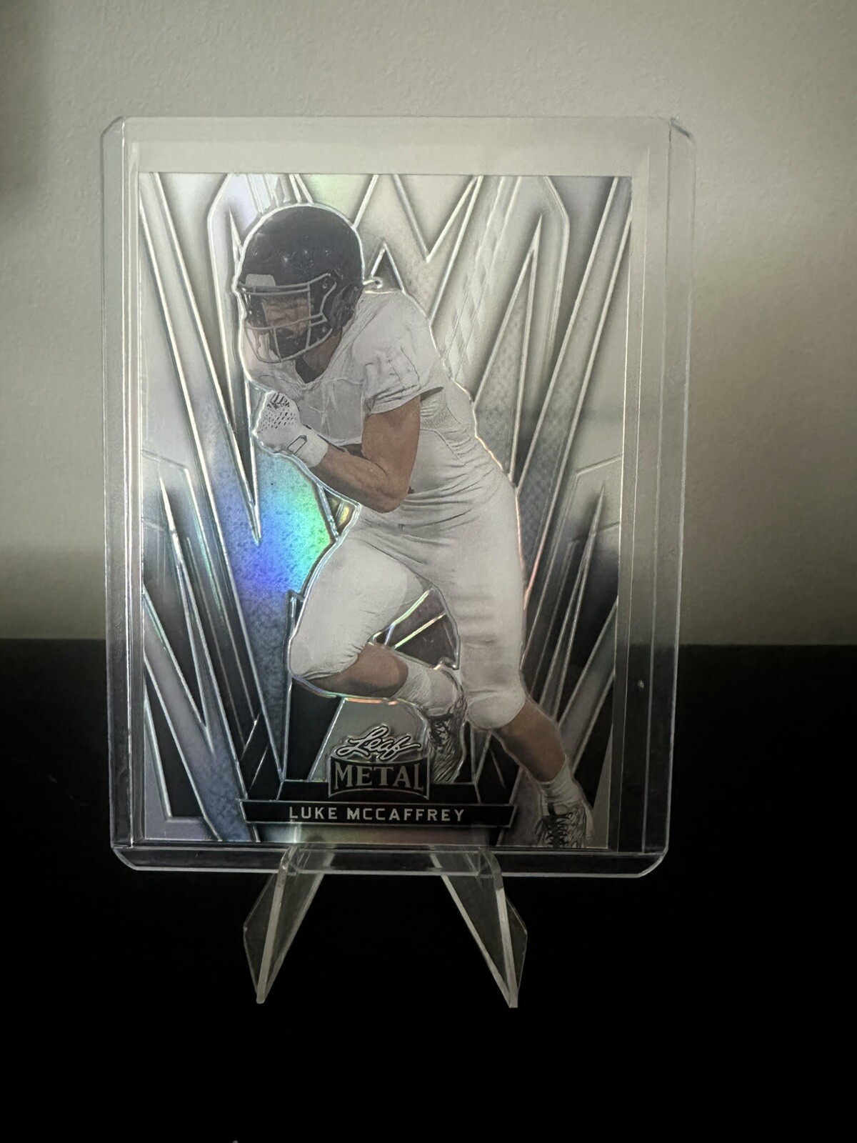 Luke McCaffrey 2024 Leaf Metal #68 Base Silver Prismatic