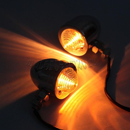 4x Chrome Heavy Duty Motorcycle Turn Signals Indicator Blinkers Lights Universal - Picture 7 of 8