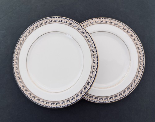 Noritake Indigo Waltz Lot of Two Bread & Butter Plates Blue Gold Scroll Edge - Picture 3 of 20