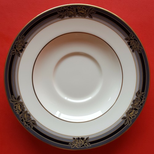 Noritake Bone China 9733 SPELL BINDER Footed Cup & Saucer. Black & Gold Roses - Picture 10 of 12