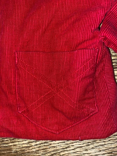 Vtg Red Corduroy Coat Child Flannel New York Fall pockets Xmas Blazer - Picture 2 of 5