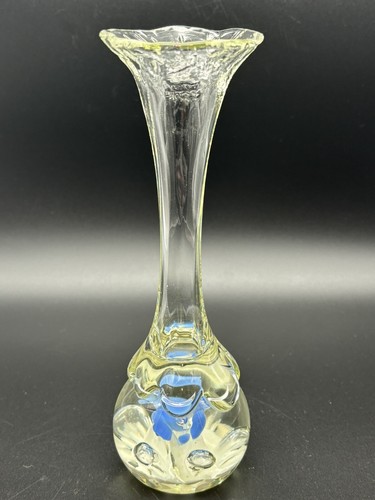 Vintage St. Clair Paperweight Vase Art Glass Blue Trumpet Flower - Picture 3 of 12