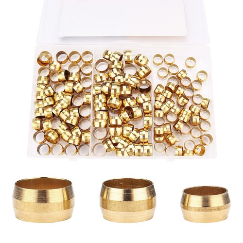 Assortment Kit 3/8 7/16 1/2 Inch OD Compression Sleeves Ferrules Brass Compre... - Picture 2 of 6