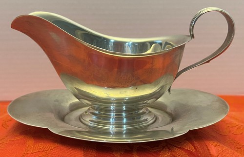 Antike GORHAM STERLINGSILBER SAUCIERE mit aufgesetztem Unterteller 326 g ~ neuwertig - Bild 5 von 8