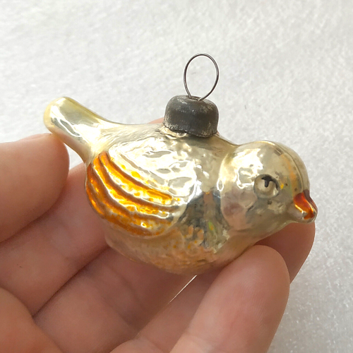 Antique Vintage USSR Mercury Glass Christmas Ornament Tree Xmas Decoration Bird - Picture 3 of 4