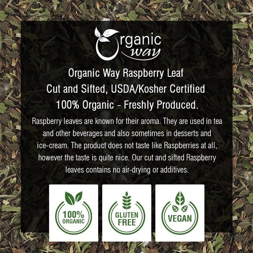 Organic Way Raspberry Leaf Cut & Sifted - Organic, Kosher & USDA Certified - Picture 9 of 12