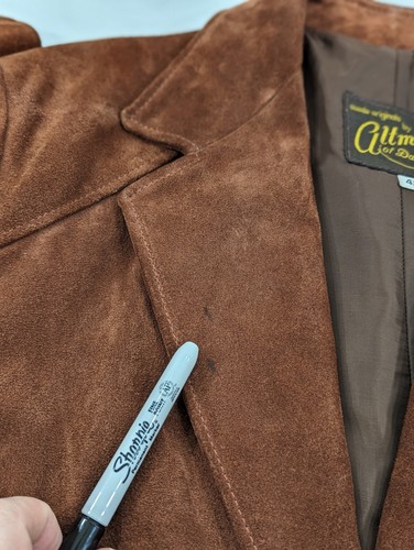 Vintage 60s 70s Altman Suede Originals Heavy Leather Blazer Jacket Sport 42R - Picture 13 of 13