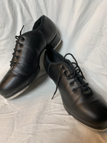 Stepptanzschuhe schwarz Kunstleder Größe 9,5 Damen Schnürschuhe Top Zustand