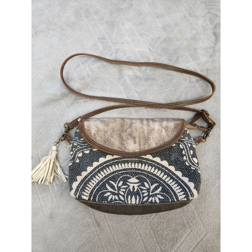 Myra Bag Crossbody Canvas Multicolored 10.5’ x 2” x 5.5” 22” leather Strap