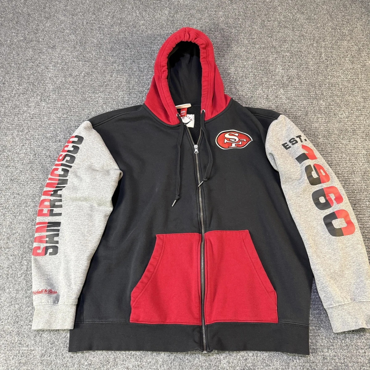 Mitchell & Ness Felpa Con Cappuccio In Pile San Francisco 49ers – Collezione NFL Throwback