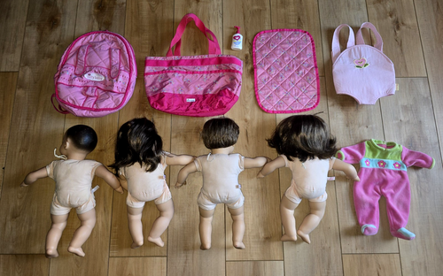American Girl Bitty Baby Lot - Brunette TWINS TRIPLETS & BABY w/ Accessories - Picture 10 of 18