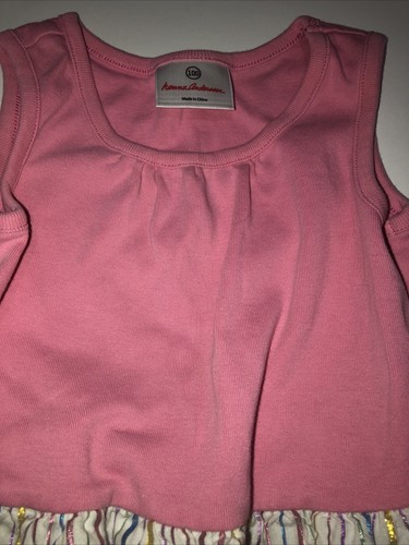 Abito da gioco Hannah Anderson rosa scintillante taglia 100 4T senza maniche a righe tasche - Foto 3 di 9