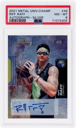 2021 Metal Universe Champions Riff Raff Auto Silver #49 PSA 8