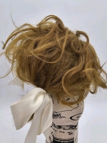 Antike schöne Mohair Perücke mit Bändern & Pastete für antike Biskuitkopf Puppe 13 Zoll - Bild 6 von 7