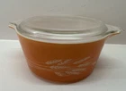 Pyrex Vintage 473 B Autumn Harvest Wheat Glass Mixing/Nesting Bowl with Handles