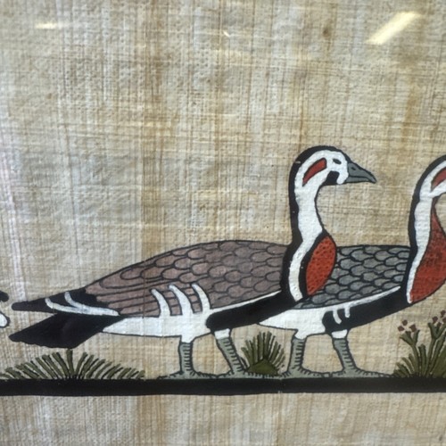 Wall Picture Decor Geese Birds Ducks Papyrus, Framed  OOAK Vintage Hand Painted - Picture 8 of 24