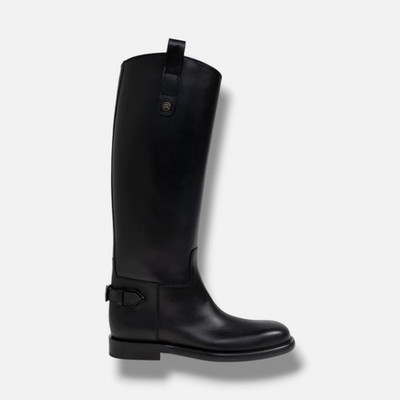 Burberry Women's Black Cavalier 30MM Leather Boots Size 38.5