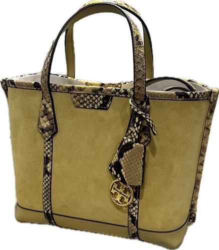 Tory Burch Perry Cornbread Suede Exotic Snake Small Triple Compartment Tote NEU - Bild 5 von 17