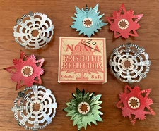 1950's Boxed Set of 8 NOMA Kristolite Metal Christmas Tree Light Reflectors  Vtg