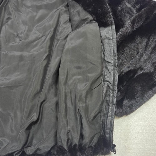 Cappotto pelliccia visone uomo Battjes Furs vintage nero medio giacca zip intera USA - Foto 4 di 22