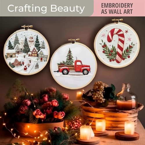 Handmade Christmas Embroidery Kit Craft Needlepoint Kit Embroidery Beginners - Picture 8 of 18