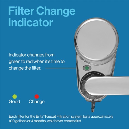 Brita Faucet Mount Water Filter System Chrome No-Wait Filtration Easy Install... - Picture 6 of 9