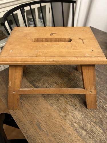 Vintage Solid Wood Step Stool Small Handmade Footstool Rustic Farmhouse Decor - Picture 4 of 6
