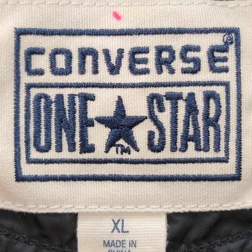 Chaqueta de bombardero Converse One Star de nailon negra XL - Imagen 4 de 5