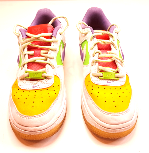 Kids Nike Air Force 1 LV8 1 (PS) Size 3.5Y White Space Purple Color Block Preppy - Picture 2 of 9