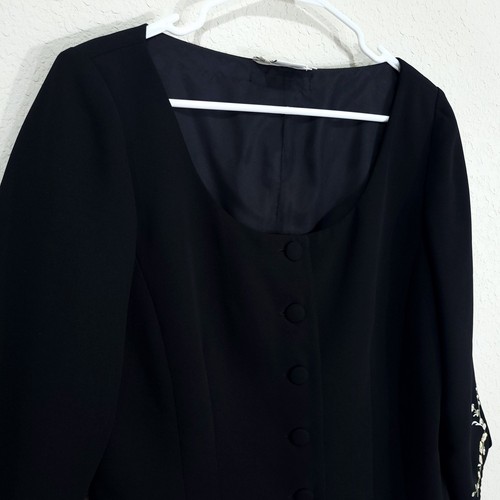 Drapers and Damons Blazer Womens Size 10 Black Cropped Embroidered Fitted - Picture 8 of 11