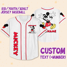 Personalize Jersey Mickey Lucky Custom Kids Youth Adult Disney Baseball Jersey S